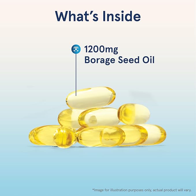 Jarrow Formulas Borage 1200 mg - 120 Softgels - Source of GLA - Borage Oil Supplement - For Skin Health & Immune System Support, Mild PMS Discomfort Support - Up to 120 Servings