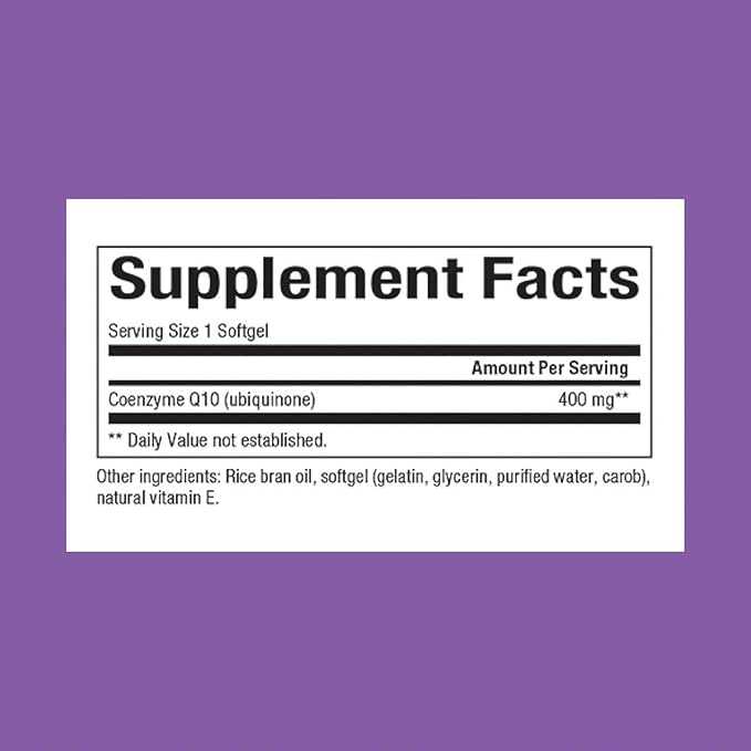 Natural Factors Coenzyme Q10 400 mg, Natural Coenzyme Q10 Supplement for Energy, Heart and Cognitive Support, 60 Softgels