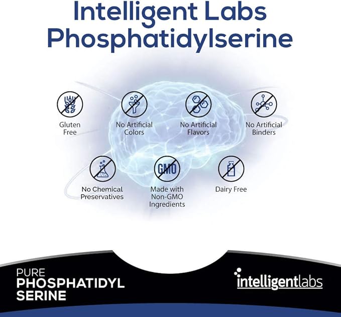 Intelligent Labs Phosphatidylserine Supplement 100mg, 90 High Strength Capsules, 100% Soy and Allergen-Free, Pure Phosphatidylserine from Sunflower Lecithin