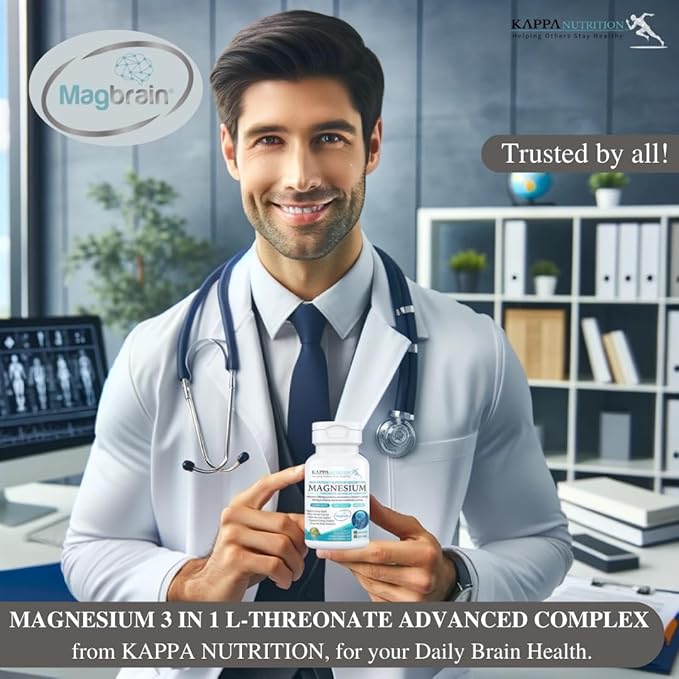 (90 Capsules), 2,253mg Per Serving, Providing 420mg Elemental Magnesium, L-Threonate, Bisglycinate Chelate, Malate, from Kappa Nutrition.