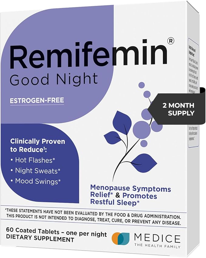 Good Night - Menopause Symptoms Relief & Restful Sleep Support - Clinically Proven Ingredients - Menopause Supplements - Black Cohosh - Estrogen-Free - Made in Germany - 60 Tablets