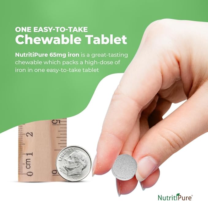 Chewable Iron 65 mg with Vitamin C 180 mg - Tablet in Pineapple Flavor 60 Count (2)