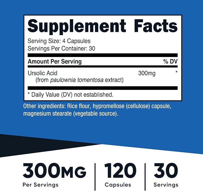 Nutricost Ursolic Acid 300mg, 120 Capsules - Vegetarian, Non GMO, Gluten Free, Soy Free