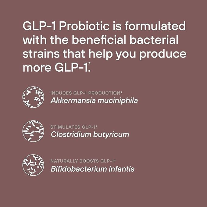 GLP-1 Probiotic 30 Capsules - 500M AFU Multi-Strain Probiotic + Prebiotic, Naturally Support GLP-1 Production & Curb Appetite, Delayed Release, Third-Party Tested, for Men & Women (1pc)