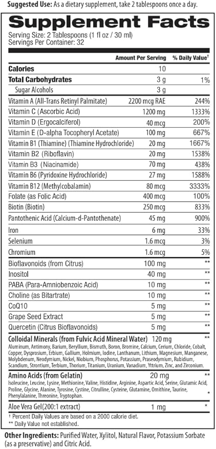 Mega Liquid Multivitamin | 32 Fl.oz (960ml) | Easy to Consume Daily Use Multivitamin Liquid | Nutrition & Immune Support | Packed with Vital Nutrients for All