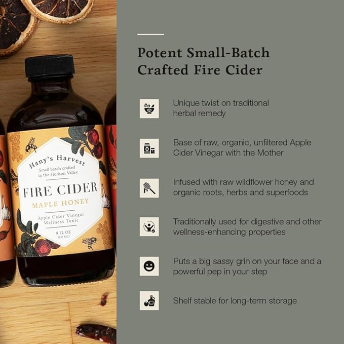 Hany's Harvest Fire Cider Sampler Pack – 8 fl oz Glass Bottle | All-Natural, Small-Batch, Handcrafted, Non-GMO, Gluten-Free, Immune & Digestive Support