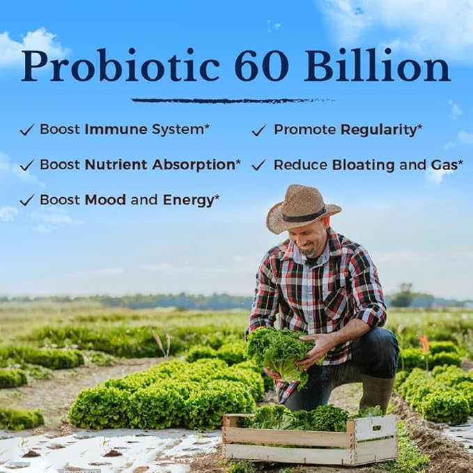 Vitalitown Probiotics + Prebiotics | 60 Billion CFUs 19 Strains | 60 Delayed Release Veg Caps | Shelf Stable, Prebiotics and Probiotics | Digestive Health, Immune Health | Vegan, Non-GMO, No Dairy