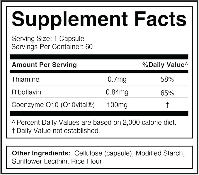 Divine Health Dr. Colbert MD Q10 Vital 100mg CoQ10 | Riboflavin | Thiamine | 60 Capsules