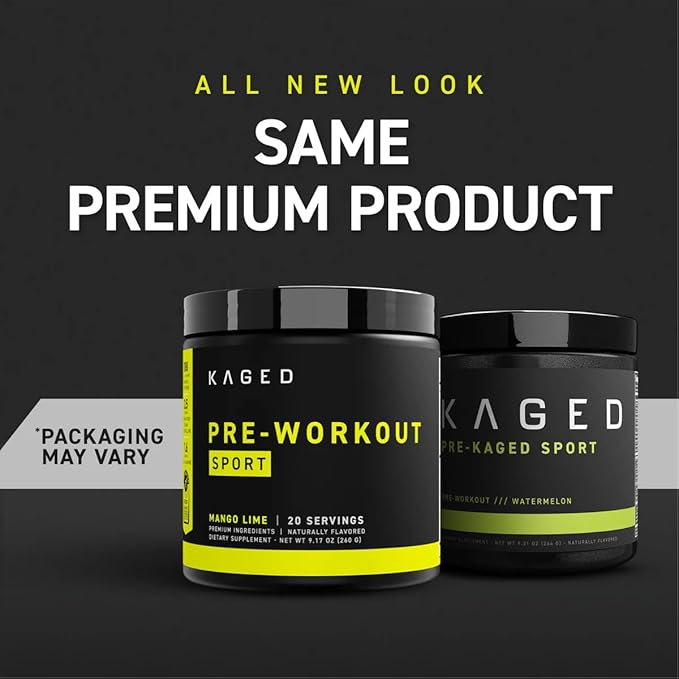 Kaged Pre-Kaged Sport Pre Workout Powder | Mango Lime | Energy Supplement for Endurance | Cardio, Weightlifting Sports Drink | 20 Servings