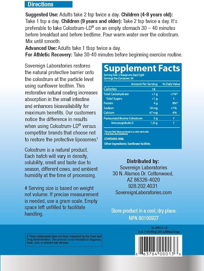 Sovereign Laboratories Colostrum-LD® Powder :: 6oz/170g,