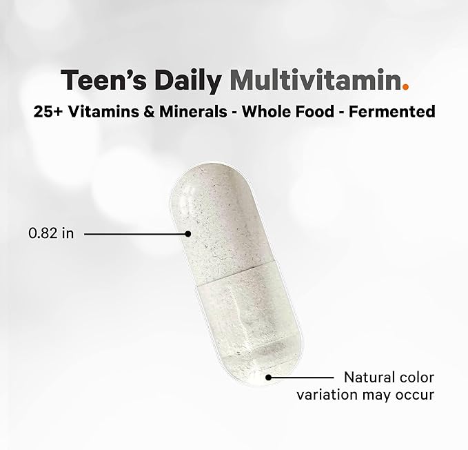 Codeage Teen’s Daily Multivitamin Supplement, 25+ Vitamins & Minerals for Teenage Boys & Girls, Organic Whole Foods Vitamins for Teenagers, Vitamin A, B, C, D, E, K, Omega-3, 60 Ct