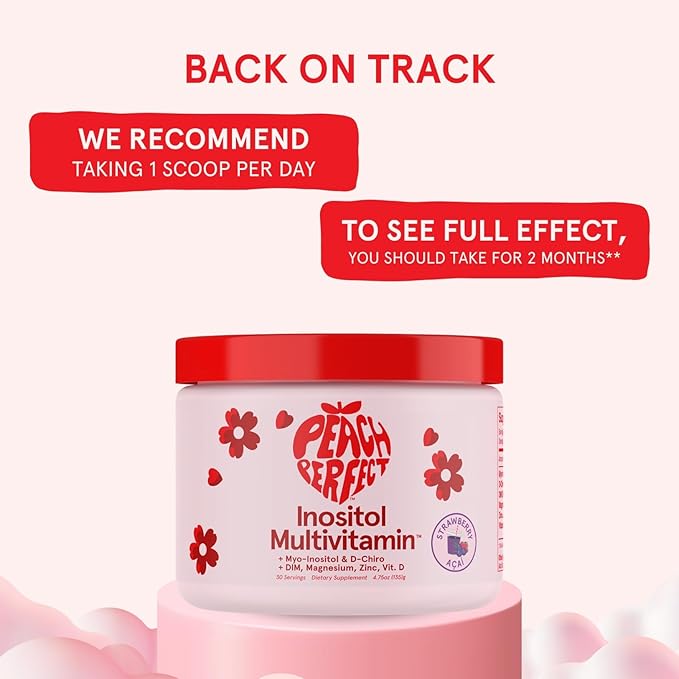 Inositol Powder Multivitamin, Strawberry Acai Flavor – 4g Myo-Inositol & D-Chiro Inositol, DIM, Zinc, Magnesium Glycinate, Vitamin D3 – Supports Women’s Health, Cycle, Energy, 30 SVG