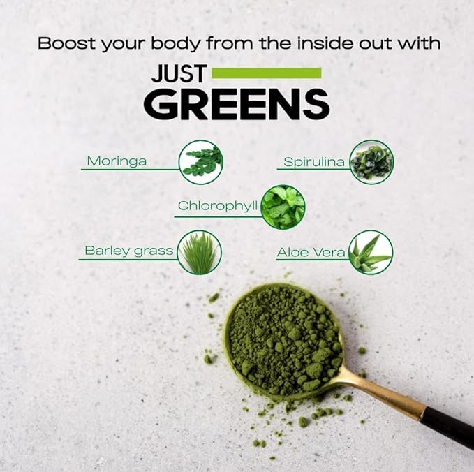 Just Greens - Superfood Powder - Chlorophyll, Spirulina, Moringa, Aloe Vera & Barley.