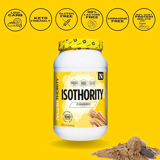 Isothority Whey Protein Isolate, Whipped Cream Banana, 2 lb - Ultra Absorbable Branched Chain Amino Acids (BCAA) Powder with 25g Protein Per Serving, Low Carb - Build Muscle & Accelerate Recovery