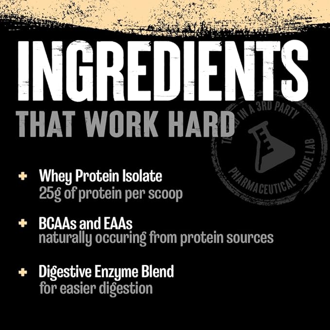 Animal Whey Isolate Protein Powder - Loaded for Pre & Post Workout Muscle Builder and Recovery with Digestive Enzymes for Men & Women - 25g Protein, Great Taste, Low Sugar - Cookies & Cream 2 lbs