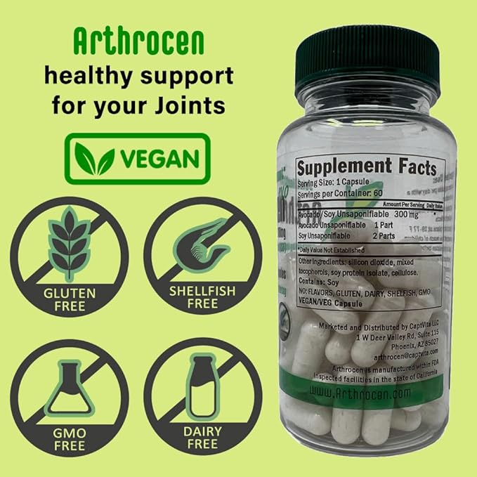 EVO Vegan Joint Health Supplement, 300Mg Avocado Soy Unsaponifiable, 60 Day Supply, One Capsule Per Day (6 Months)