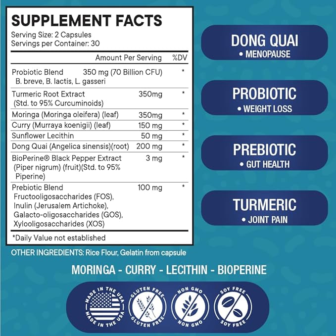 NEW AGE Pro Optimize Probiotics for Women, Menopause, Digestive Health - Support for Bloating, Hot Flashes, Joint Support, Night Sweats - Gut Health & Metabolism - Dong Quai (60 (Pack of 1))
