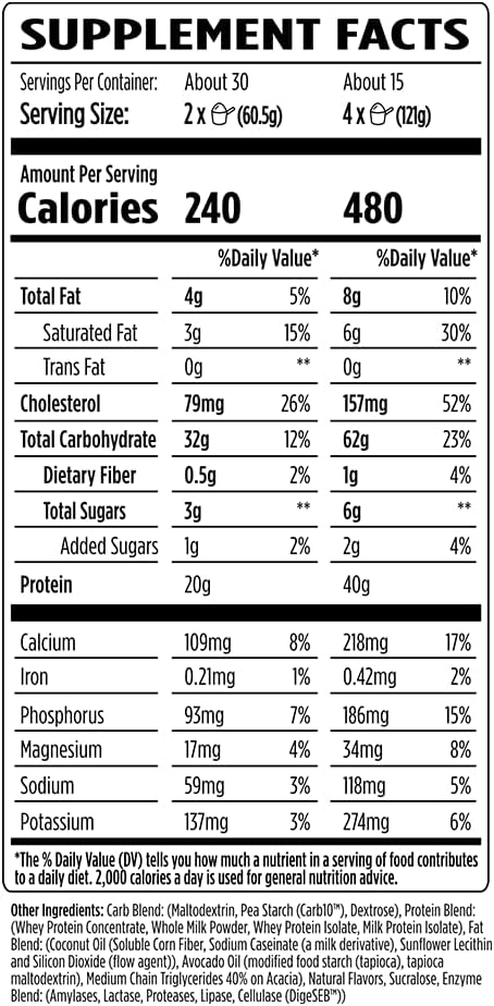 VMI Sports | Major Mass Lean Mass Gainer | Mass Gainer Protein Powder for Muscle Gain | Weight Gainer Protein Powder for Men | Weight Gainer for Women (Apple Pie, 4 Pounds)