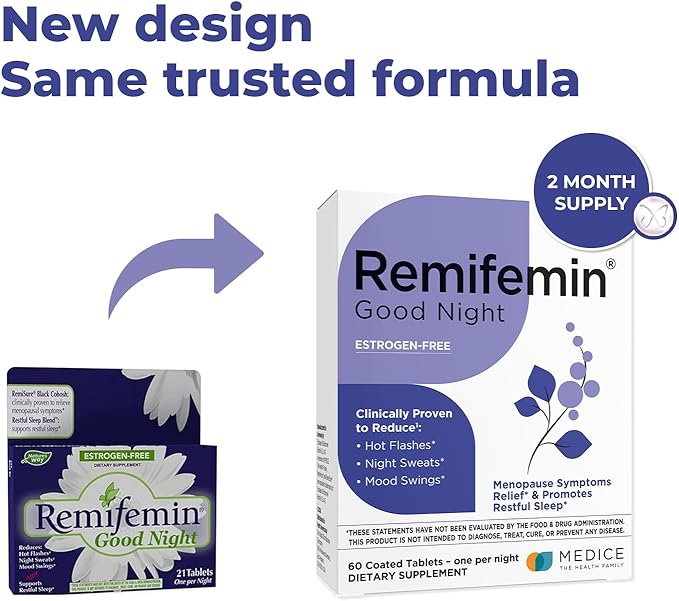Good Night - Menopause Symptoms Relief & Restful Sleep Support - Clinically Proven Ingredients - Menopause Supplements - Black Cohosh - Estrogen-Free - Made in Germany - 60 Tablets