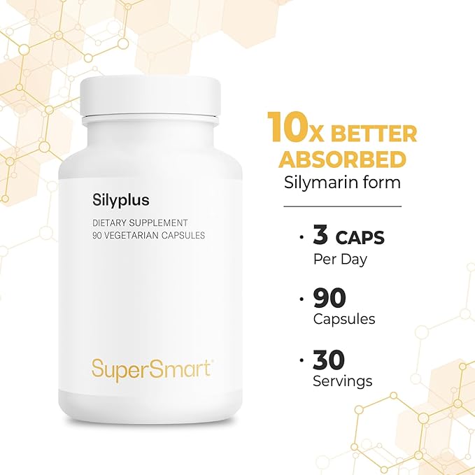 Supersmart - Silyplus 360mg per Day (Patented) - with Silymarin Milk Thistle Supplement - Siliphos Phytosomes | Non-GMO & Gluten Free - 90 Vegetarian Capsules