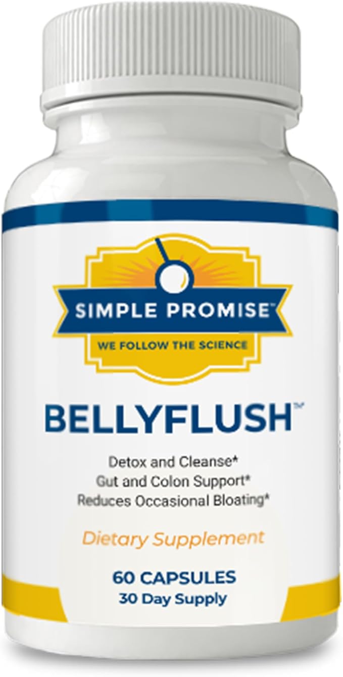 Simple Promise - BellyFlush - Detox and Colon Cleanse Support - Promotes Digestive Health, 60 Capsules