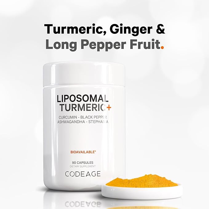 Codeage Organic Turmeric Supplement - 95% Curcumin Extract Pills - Liposomal Fermented Botanical Blend Black Pepper, Ashwagandha, Ginger, Stephania, Boswelia, Cumin, Digestive Bitters - 90 Capsules
