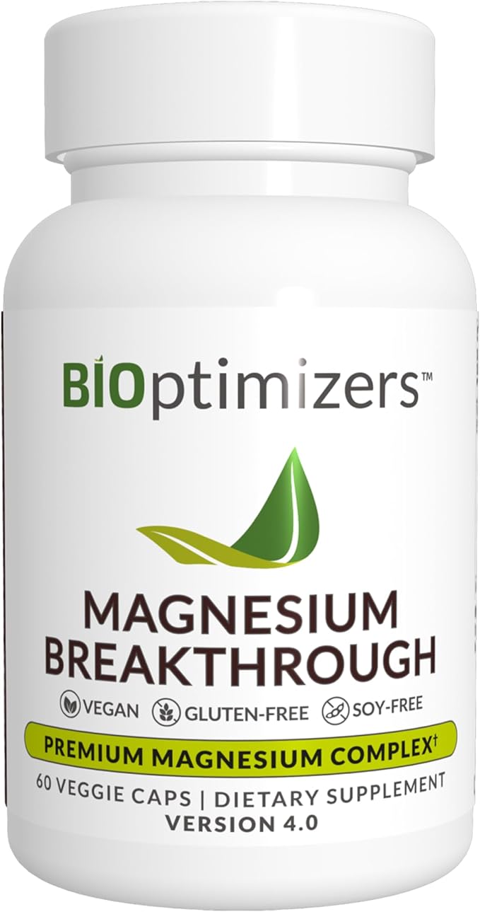 BIOptimizers Magnesium Breakthrough Supplement 4.0 - Has 7 Forms of Magnesium: Glycinate, Malate, Citrate, and More - Natural Sleep and Brain Supplement - 60 Capsules