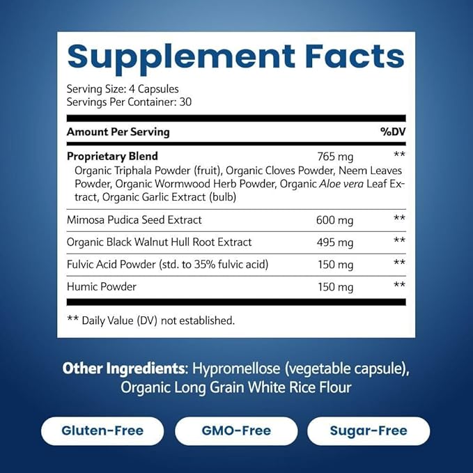 ParaPurify-120 Capsules: Digestive Health Support Supplement Includes Mimosa Pudica Black Walnut Supreme Nutrition- Organic Formula, Non-GMO All-Natural Herbal Blend for Optimal Gut Health