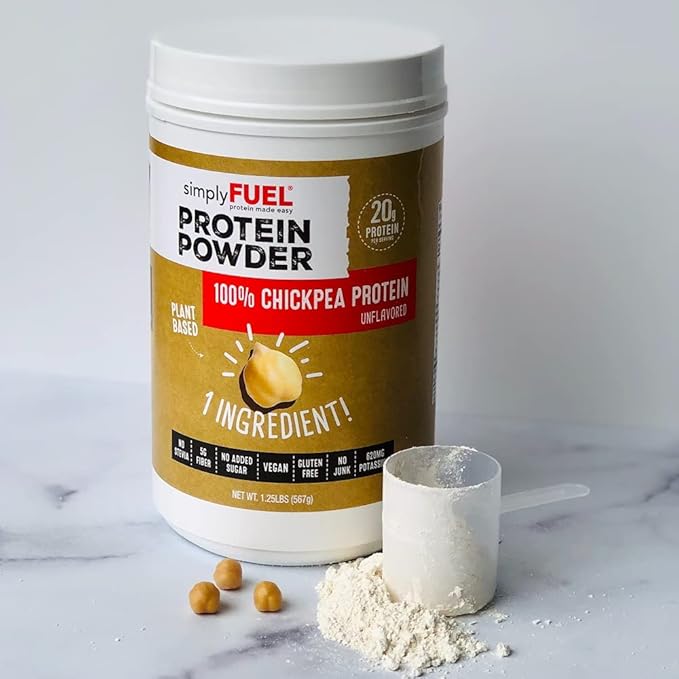 Plant Based Protein Powder - Chickpea Protein - 20g No Whey Protein Powder Unflavored - High Fiber - Unsweetened - No Stevia - Nothing Artificial - 1.25 pounds