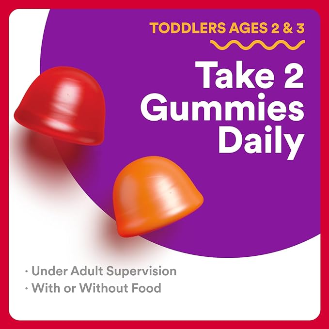 SmartyPants Organic Toddler Multivitamin Gummies: Probiotics, Omega 3 (ALA), Vitamin D3, C, Vitamin B12, B6, A, K & Zinc, Beta Carotene, Gluten Free, Three Fruit Flavors, 60 Count (30 Day Supply)