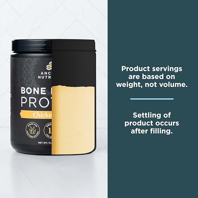 Ancient Nutrition Bone Broth Protein Powder, Chicken Soup, Grass-Fed Chicken and Beef Bone Broth Powder, 15g Protein Per Serving, Supports a Healthy Gut, 15 Servings