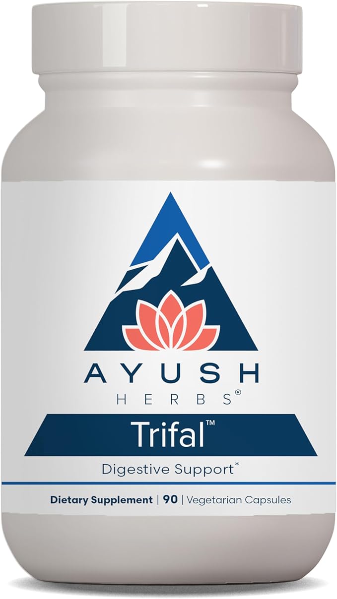 Ayush Herbs Trifal, Digestive Support Supplement for Women and Men, Capsules for Digestion, Intestinal Health, and Antioxidant Boost, Ayurvedic Herbs and Supplements, 90 Vegetarian Capsules