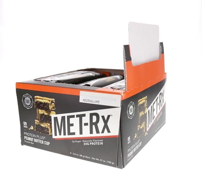 MET-Rx Protein Plus Bar, Great as Healthy Meal Replacement, Snack, and Help Support Energy, Gluten Free, Peanut Butter Cup, With Vitamin A, Vitamin C, and Zinc to Support Immune Health, 85 g,9 Count