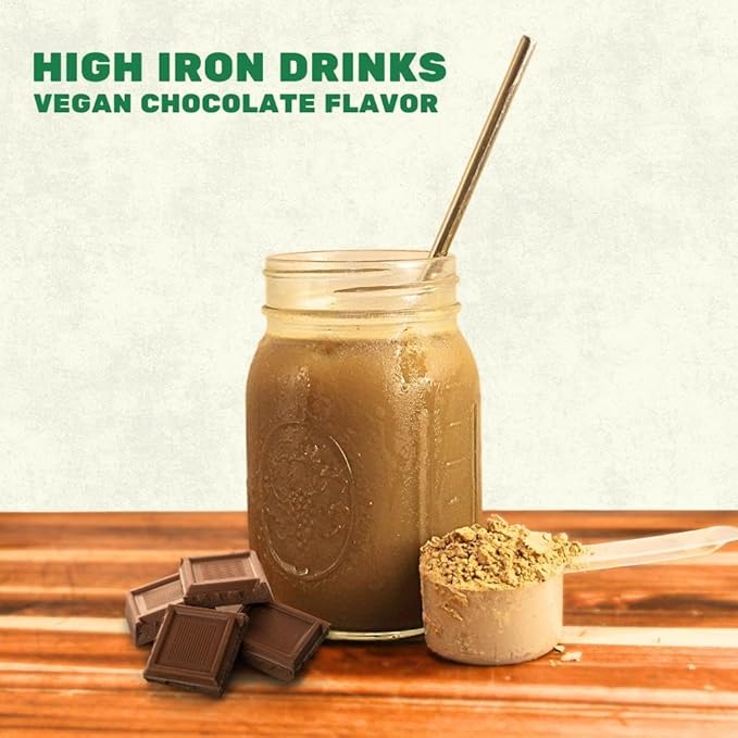 Smart Eats - High Iron Drink & Smoothie Powder with Protein, Vitamins, Fiber, Antioxidants | Support Energy, Hair, Brain, Blood | Gentle, Non-Constipating | Vegan, Keto | Chocolate Flavor | 30 Scoops
