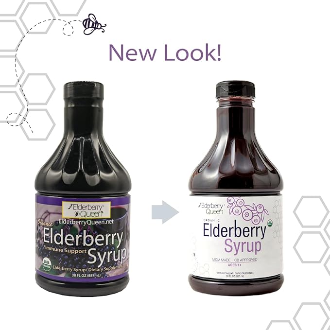 Elderberry Queen Organic Elderberry Syrup 30 Fl Oz - Immune Support Formula with Sambucus Black Elderberry & Aronia Berry - Pure Natural Certified Organic Elderberry Syrup for Kids and Adults