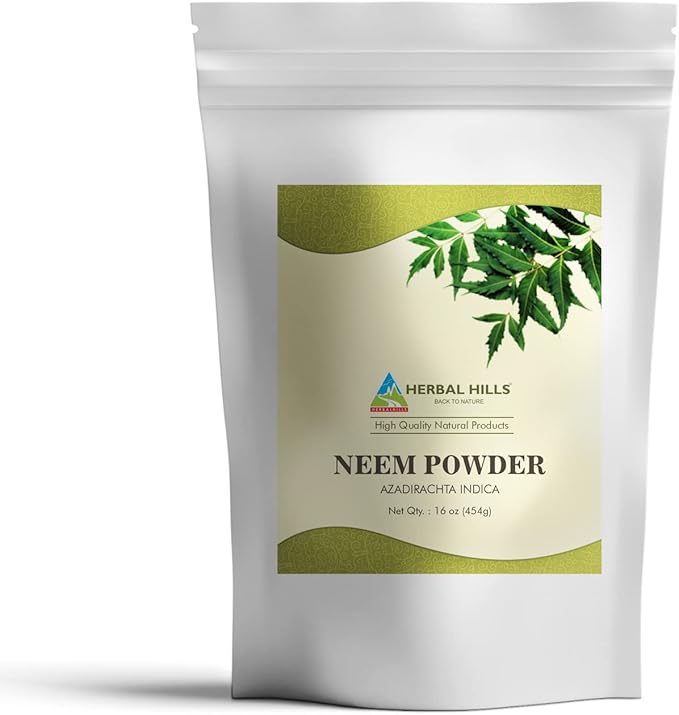 HERBAL HILLS Neem Leaf Powder and Aloe Vera Capsules Freeze Dried Pack of 2 Combo