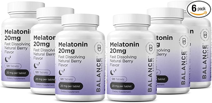Balancebreens Melatonin 20mg Fast-Dissolve, 120 Tablets β Natural Sleep Aid for Restful Nights, Drug-Free Support for Relaxation and Tranquility