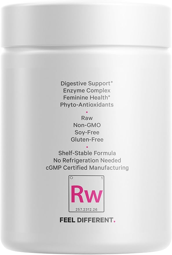 Codeage Raw Women’s Probiotic+ Supplement - 34 Probiotic Strains, 100 Billion CFUs, Digestive Enzymes, Prebiotic Blend, DIM, Herbal Extracts, Phytonutrients - Non-GMO - 30 Capsules