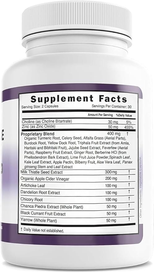 Liver Cleanse Detox & Repair Fatty Liver Supplements 28-in-1 Advanced Herbal Liver Health Supplement Formula - Milk Thistle Silymarin, Artichoke Extract, Dandelion & Apple Cider Vinegar - 60 Pills