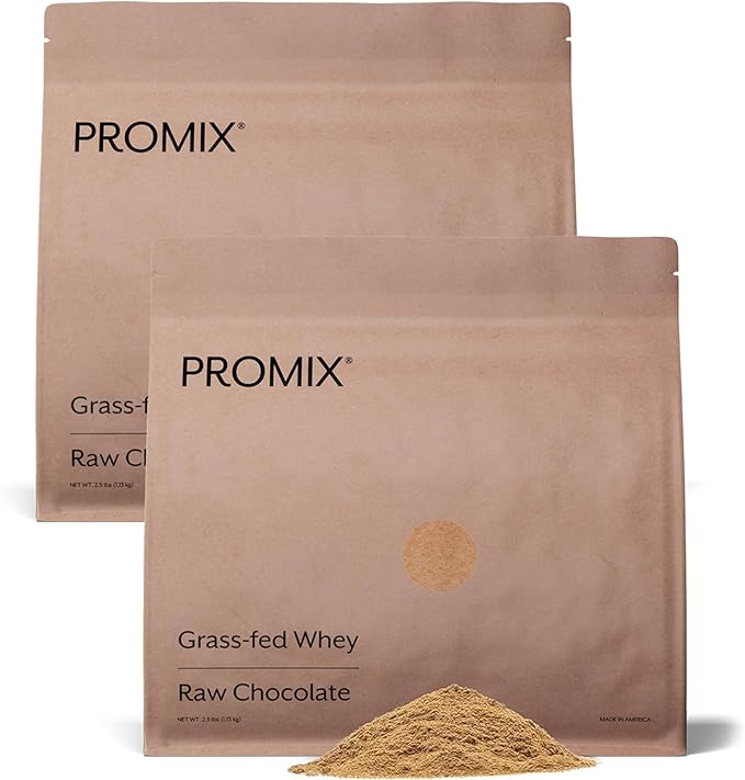 Promix Whey Protein Powder, Raw Chocolate - 5lb Bulk - Grass-Fed & 100% All Natural - Post Workout Fitness & Nutrition Shakes, Smoothies, Baking & Cooking Recipes - Gluten-Free & Keto-Friendly