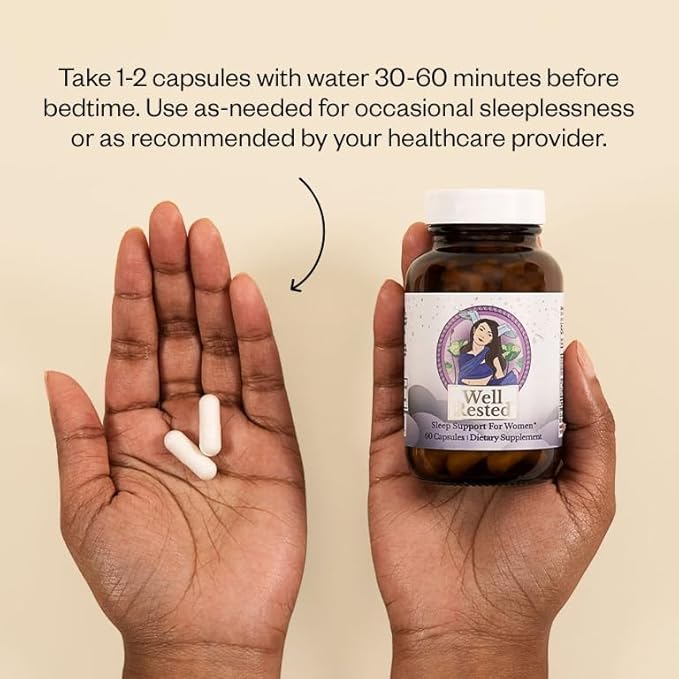 MENOLABS Well Rested Sleep Aid - 60 Capsules - Menopause Supplements for Women with Magnesium Glycinate, Melatonin, L-Glycine, L-Theanine and More, Supports Healthy Rest and Promotes Quality Sleep