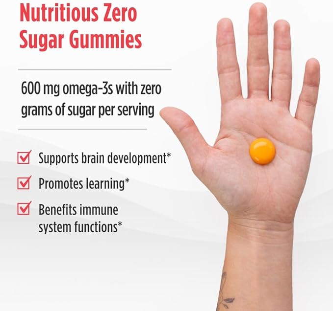 Nordic Naturals Zero Sugar Children’s DHA Gummy Chews, Tropical Punch - 45 Gummy Chews for Kids - 600 mg Total Omega-3s - Brain Development, Learning, Healthy Immunity - Non-GMO - 45 Servings