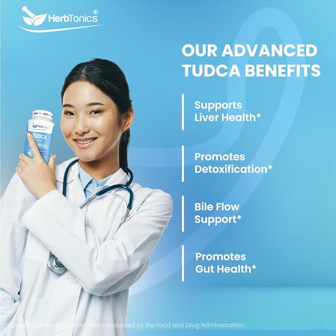 Herbtonics TUDCA & Milk Thistle 1000mg | Liver Cleanse, Detox & Repair Supplement | Bile Salts for Gallbladder Support & Liver Health | Pterostilbene Enhanced Tudca Supplement | 60 Vegan Capsules