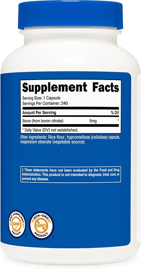 Nutricost Boron Capsules 5mg, 240 Vegetarian Capsules - Gluten Free and Non-GMO