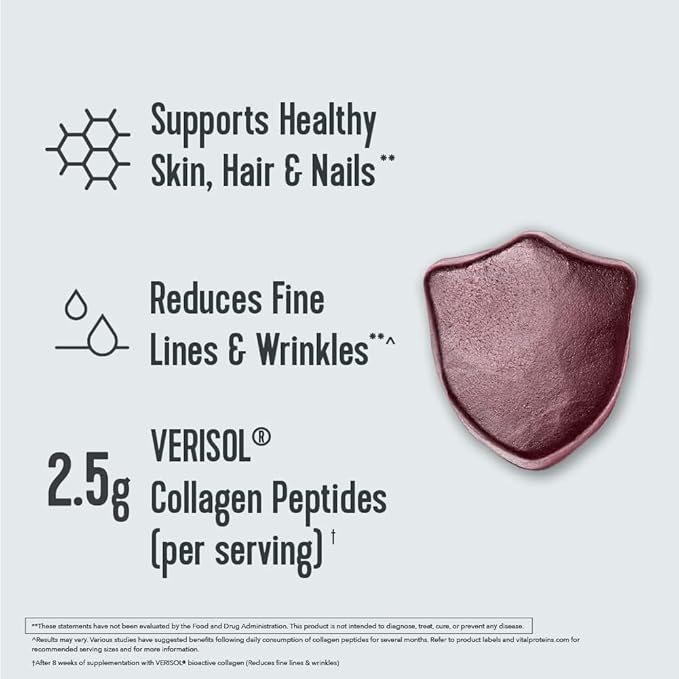 Vital Proteins Collagen Gummies, 2.5g of Clinically-Tested Collagen for Hair, Skin, Nails & Wrinkles, 120 ct, 30-Day Supply, Grape Flavor