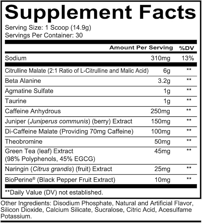 REDCON1 Total War Pre Workout Powder, Baja Bomb - Beta Alanine + Citrulline Malate Keto Friendly Preworkout for Men & Women with 320mg of Caffeine - Fast Acting (30 Servings)
