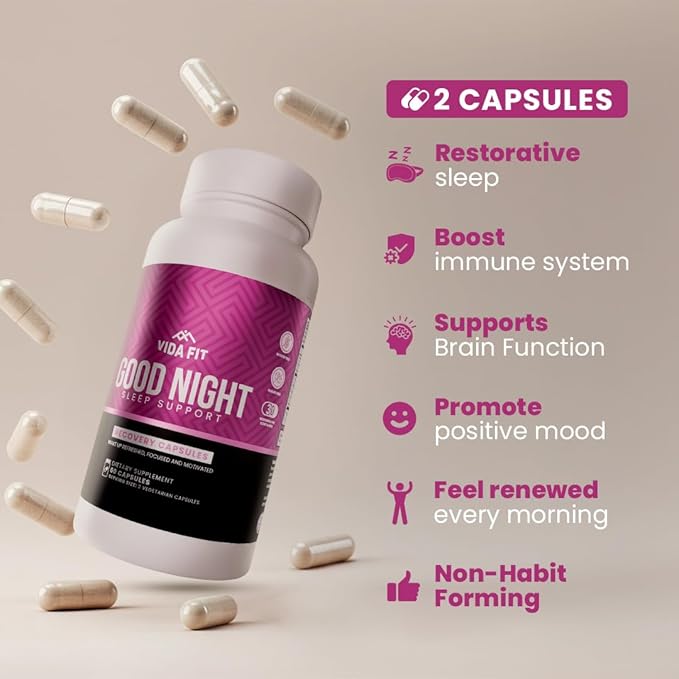 Natural Sleep Aid for Adults, Sleep Supplement, Natural Calm, Melatonin with L-Theanine, Magnesium Glycinate, Ashwagandha, GABA, 5-HTP, Vitamin D & Niacin (30 Day Supply)