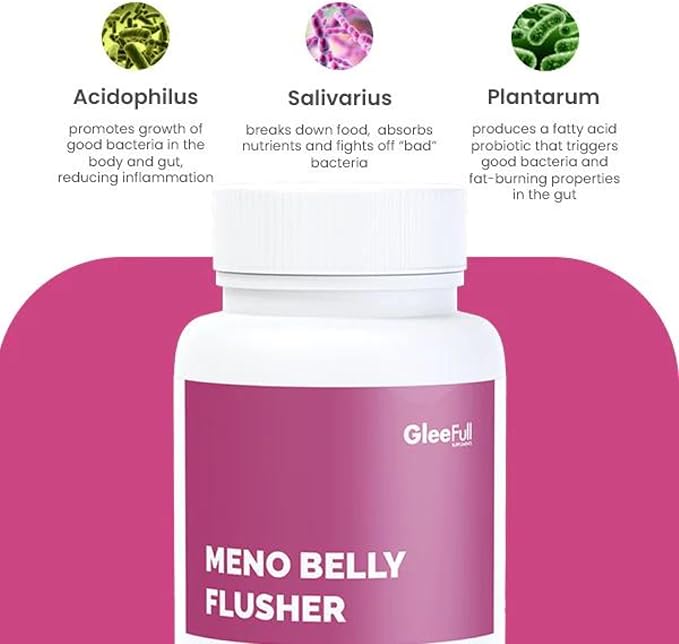 GleeFull Meno Belly Flusher - Menopause Supplements for Women - Hormone Balance for Weight Loss - Supports Digestion to Maintain Healthy Metabolism (1 Pack, 30 Count)