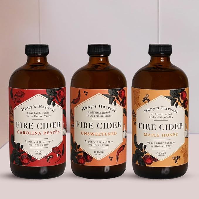 Hany's Harvest Carolina Reaper Fire Cider – 16 fl oz Glass Bottle | All-Natural, Small-Batch, Handcrafted, Non-GMO, Gluten-Free, Immune & Digestive Support