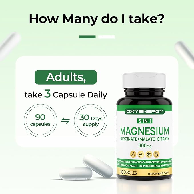 OxyEnergy 300mg Milk Thistle & 3 in 1 Magnesium Complex Capsule Supplement